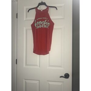 District Graphic Tank Top Hotter Than A Hoochie Coochie Medium Red Blue
